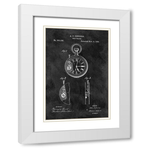 Stop Watch-Black White Modern Wood Framed Art Print with Double Matting by Sproul, Dan