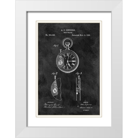 Stop Watch-Black White Modern Wood Framed Art Print with Double Matting by Sproul, Dan