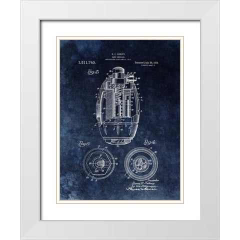 Hand Grenade - 1919- Black White Modern Wood Framed Art Print with Double Matting by Sproul, Dan