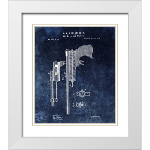 Air Guns and Pistols - 1874- Blue White Modern Wood Framed Art Print with Double Matting by Sproul, Dan