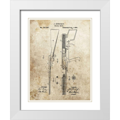 Parlor Rifle - 1881 White Modern Wood Framed Art Print with Double Matting by Sproul, Dan