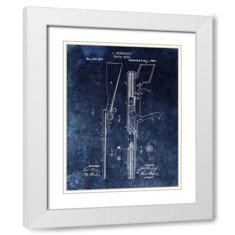 Parlor Rifle - 1881- Blue White Modern Wood Framed Art Print with Double Matting by Sproul, Dan