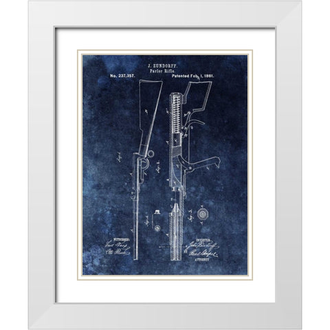 Parlor Rifle - 1881- Blue White Modern Wood Framed Art Print with Double Matting by Sproul, Dan