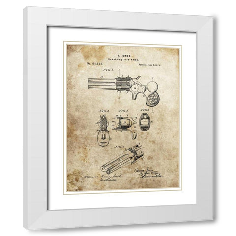 Revolving Fire Arms - 1874 White Modern Wood Framed Art Print with Double Matting by Sproul, Dan