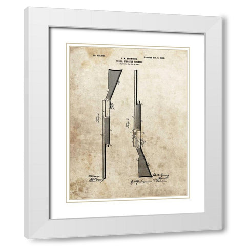 Recoil Operated Firearm - 1900 White Modern Wood Framed Art Print with Double Matting by Sproul, Dan