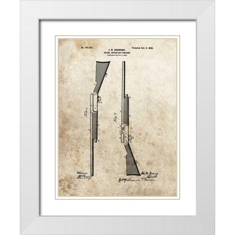 Recoil Operated Firearm - 1900 White Modern Wood Framed Art Print with Double Matting by Sproul, Dan
