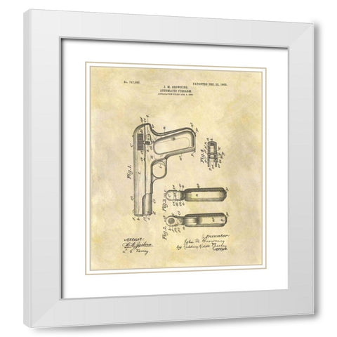 Automatic Firearm - 1902 White Modern Wood Framed Art Print with Double Matting by Sproul, Dan