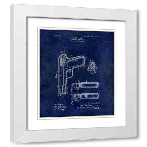 Automatic Firearm - 1902-Blue White Modern Wood Framed Art Print with Double Matting by Sproul, Dan