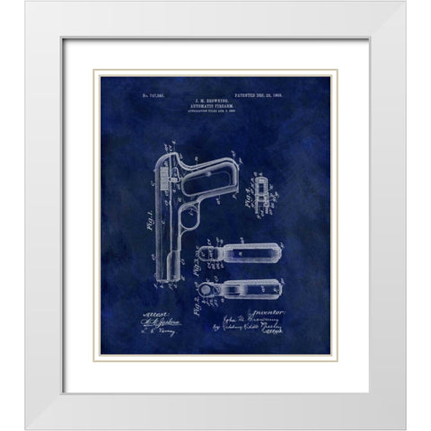 Automatic Firearm - 1902-Blue White Modern Wood Framed Art Print with Double Matting by Sproul, Dan