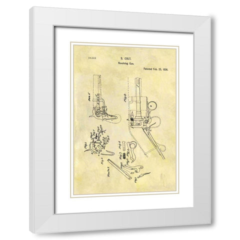 Colt-Revolving Gun - 1836 White Modern Wood Framed Art Print with Double Matting by Sproul, Dan