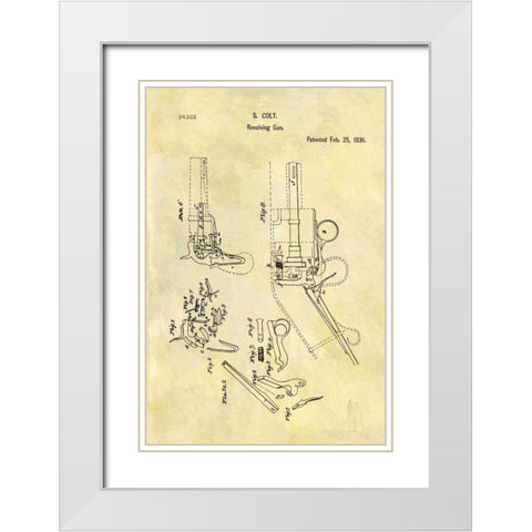 Colt-Revolving Gun - 1836 White Modern Wood Framed Art Print with Double Matting by Sproul, Dan