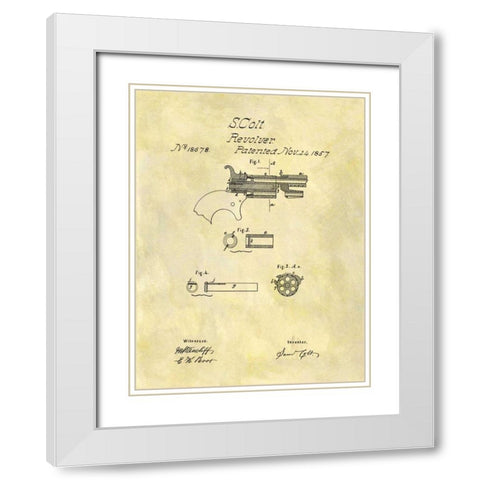 Colt Revolver - 1857 White Modern Wood Framed Art Print with Double Matting by Sproul, Dan