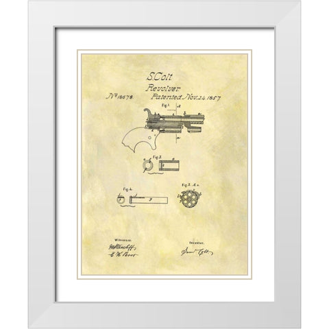 Colt Revolver - 1857 White Modern Wood Framed Art Print with Double Matting by Sproul, Dan