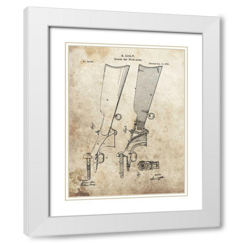 Colt Firearm Stock,1859 White Modern Wood Framed Art Print with Double Matting by Sproul, Dan