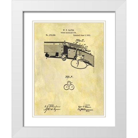Three Barreled Gun - 1883 White Modern Wood Framed Art Print with Double Matting by Sproul, Dan