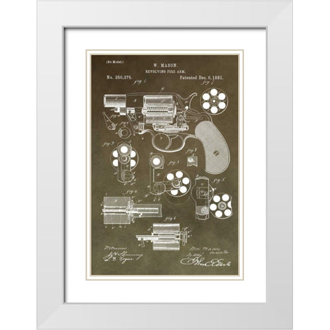 Revolving Firearm - 1881-Green White Modern Wood Framed Art Print with Double Matting by Sproul, Dan