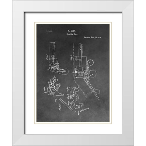 Colt Revolver - 1836 White Modern Wood Framed Art Print with Double Matting by Sproul, Dan