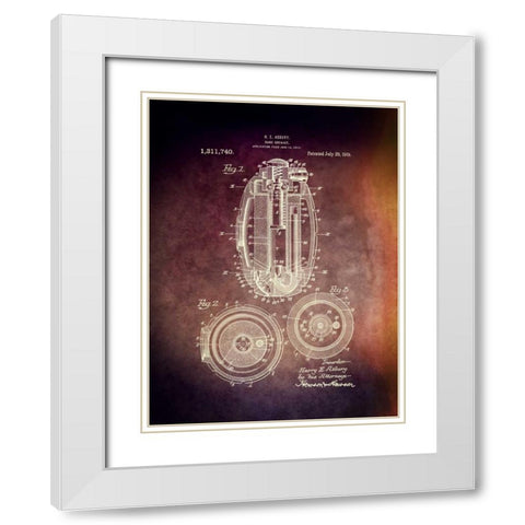 Hand Grenade - 1919 White Modern Wood Framed Art Print with Double Matting by Sproul, Dan