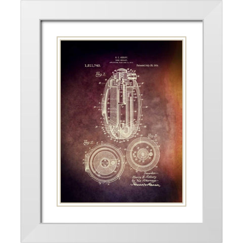 Hand Grenade - 1919 White Modern Wood Framed Art Print with Double Matting by Sproul, Dan