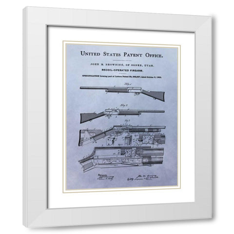 Browning Recoil Firearm - 1900 White Modern Wood Framed Art Print with Double Matting by Sproul, Dan