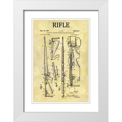 Bolt Action Mechanisim - 1956 White Modern Wood Framed Art Print with Double Matting by Sproul, Dan