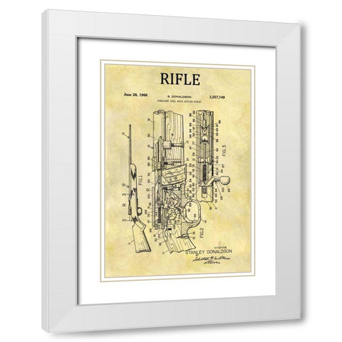 Straight Full Bolt Action Rifl White Modern Wood Framed Art Print with Double Matting by Sproul, Dan