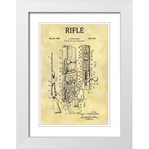 Straight Full Bolt Action Rifl White Modern Wood Framed Art Print with Double Matting by Sproul, Dan