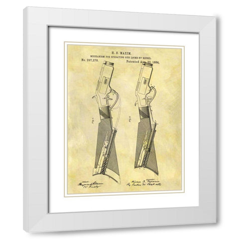 Gun Lock Recoil - 1884 White Modern Wood Framed Art Print with Double Matting by Sproul, Dan