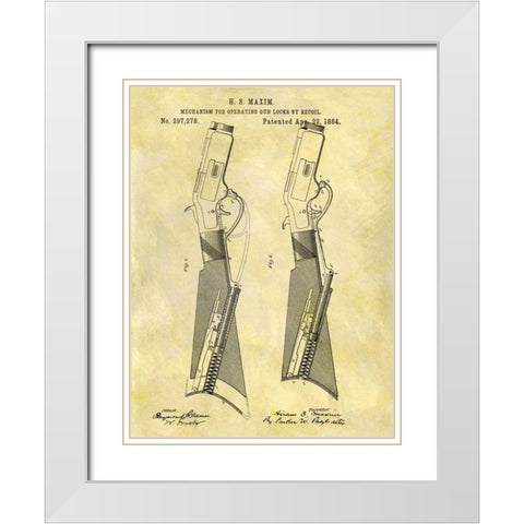 Gun Lock Recoil - 1884 White Modern Wood Framed Art Print with Double Matting by Sproul, Dan