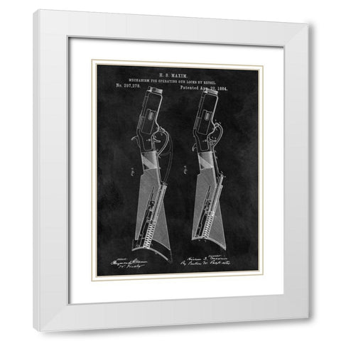 Gun Lock Recoil - 1884-Chalkboa White Modern Wood Framed Art Print with Double Matting by Sproul, Dan