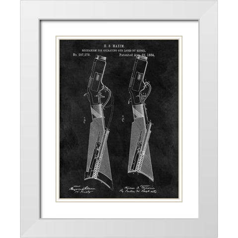 Gun Lock Recoil - 1884-Chalkboa White Modern Wood Framed Art Print with Double Matting by Sproul, Dan