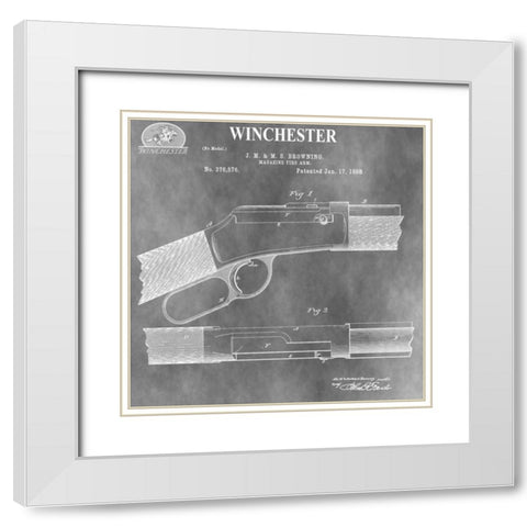 Winchester Magazine Fire Arm, White Modern Wood Framed Art Print with Double Matting by Sproul, Dan
