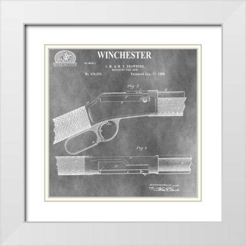 Winchester Magazine Fire Arm, White Modern Wood Framed Art Print with Double Matting by Sproul, Dan