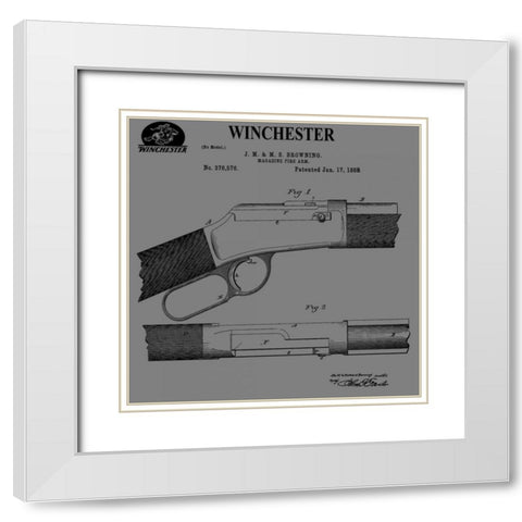 Winchester Magazine Fire Arm, White Modern Wood Framed Art Print with Double Matting by Sproul, Dan