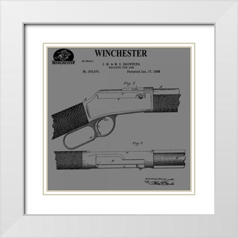 Winchester Magazine Fire Arm, White Modern Wood Framed Art Print with Double Matting by Sproul, Dan