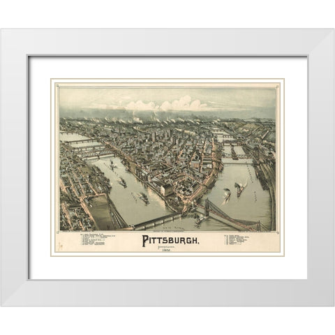 Pittsburgh White Modern Wood Framed Art Print with Double Matting by Sproul, Dan