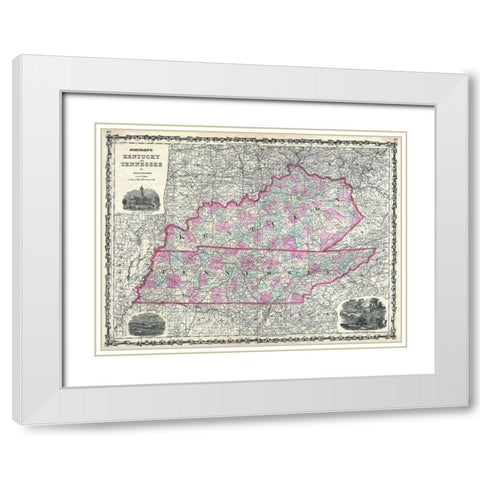 Kentucky and Tennessee White Modern Wood Framed Art Print with Double Matting by Sproul, Dan