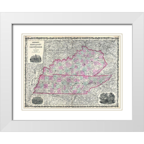 Kentucky and Tennessee White Modern Wood Framed Art Print with Double Matting by Sproul, Dan