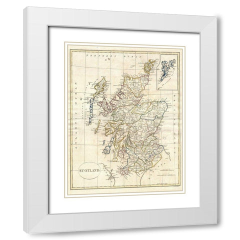 Map of Scotland White Modern Wood Framed Art Print with Double Matting by Sproul, Dan