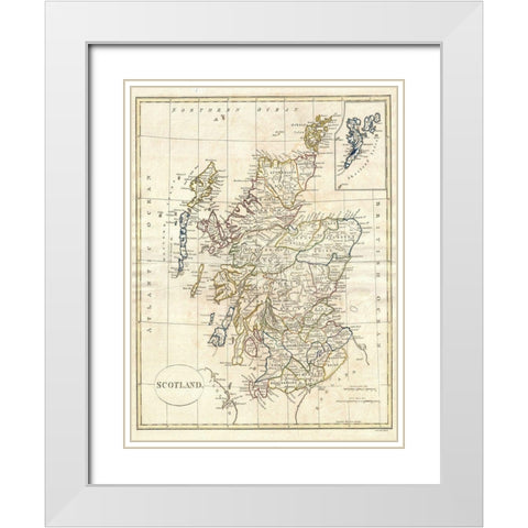 Map of Scotland White Modern Wood Framed Art Print with Double Matting by Sproul, Dan