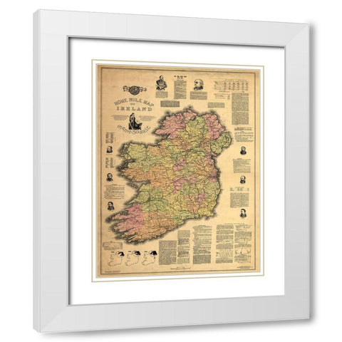 Home Rule Map of Ireland White Modern Wood Framed Art Print with Double Matting by Sproul, Dan