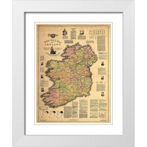 Home Rule Map of Ireland White Modern Wood Framed Art Print with Double Matting by Sproul, Dan