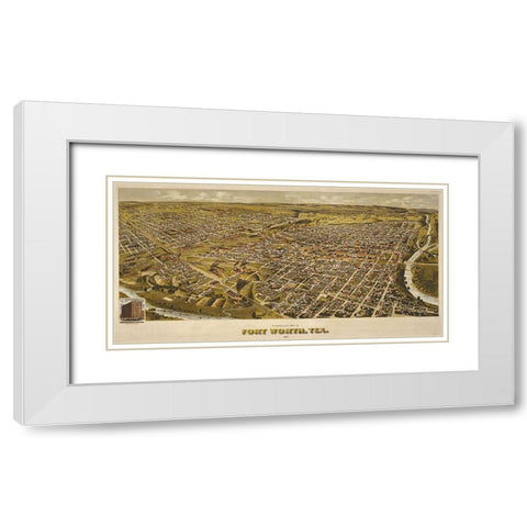 Fort Worth, TX 1891 White Modern Wood Framed Art Print with Double Matting by Sproul, Dan
