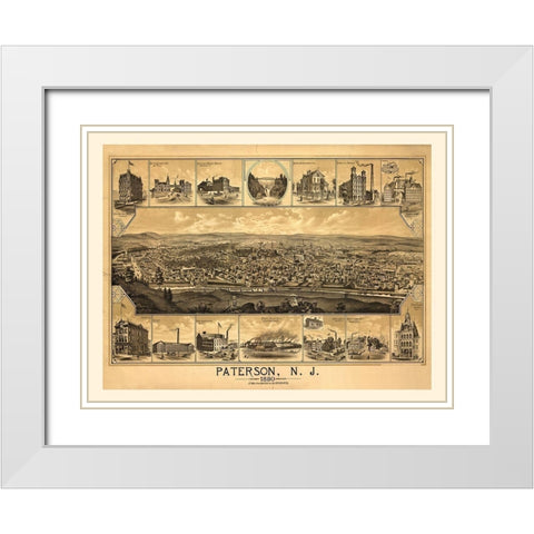 Paterson, NJ-1880 White Modern Wood Framed Art Print with Double Matting by Sproul, Dan