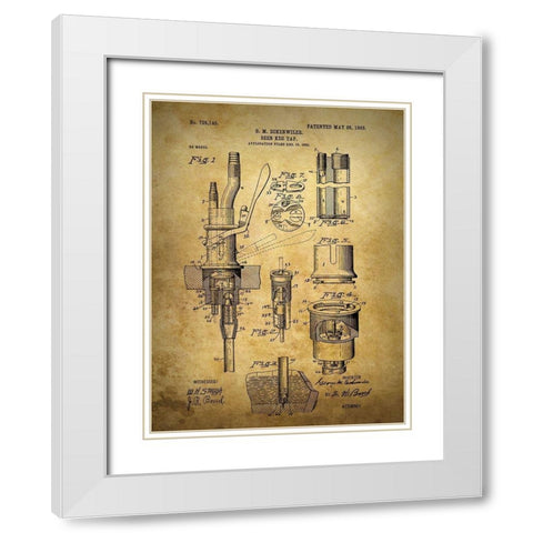 Beer Keg Tap 1903 White Modern Wood Framed Art Print with Double Matting by Sproul, Dan