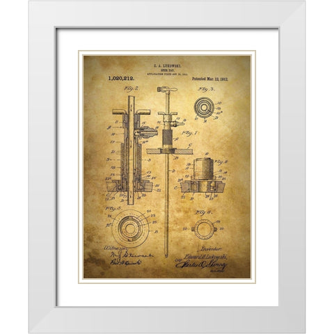 Beer Tap 1912 White Modern Wood Framed Art Print with Double Matting by Sproul, Dan