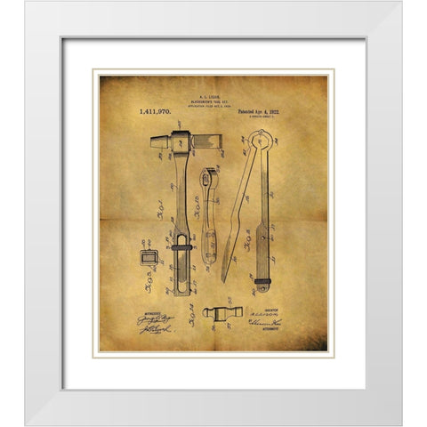 Blacksmiths Tool 1922 White Modern Wood Framed Art Print with Double Matting by Sproul, Dan