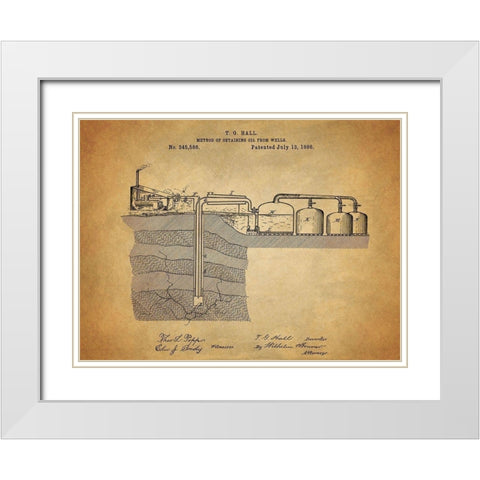 Oil Wells 1886 White Modern Wood Framed Art Print with Double Matting by Sproul, Dan