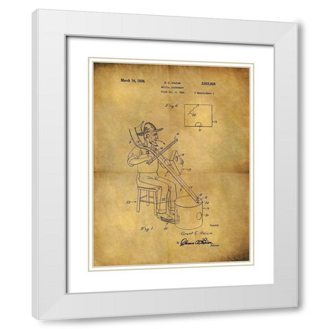 Musical Instrument 1936 White Modern Wood Framed Art Print with Double Matting by Sproul, Dan