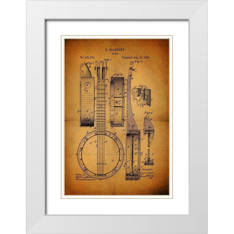 Banjo 1882 White Modern Wood Framed Art Print with Double Matting by Sproul, Dan